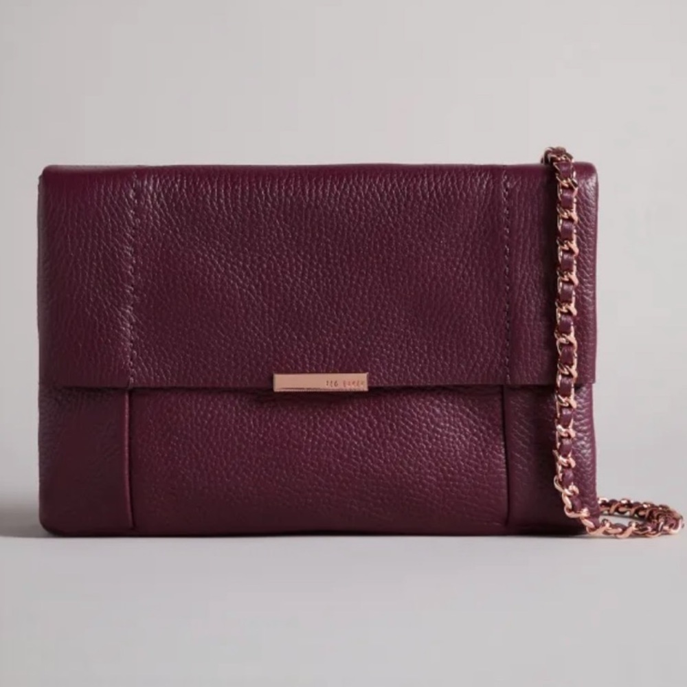 NEW TED BAKER PARSON Burgundy Maroon Crossbody Purse Bag  Leather Handbag $195